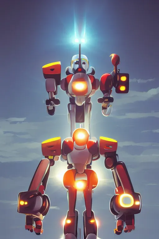 Image similar to metabots medabots medarotto medarot robot minimalist comics, behance hd by jesper ejsing, by rhads, makoto shinkai and lois van baarle, ilya kuvshinov, rossdraws global illumination ray tracing hdr radiating a glowing aura