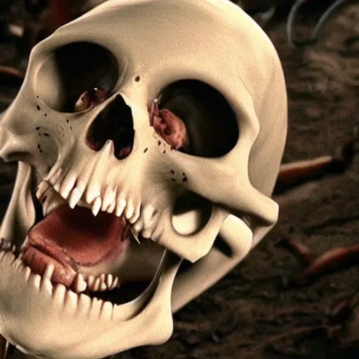 Image similar to skeleton laughing reaction image, movie still