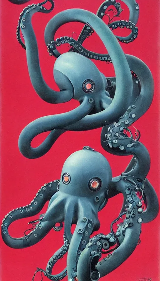 Image similar to 1 9 5 0 s retro future robot android octopus. muted colors. by wayne barlowe
