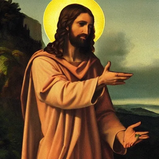 Image similar to jesus flipping the bird