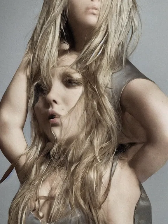 Image similar to hyperdetailed close shot of chloe grace moretz, fashion, venus, with ripped crop t - shirt, fine - face, pretty face