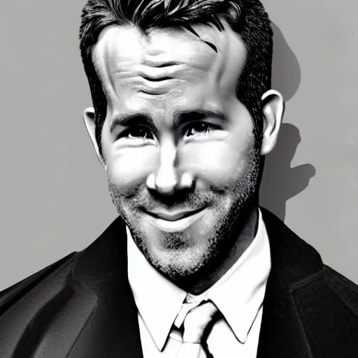 Prompt: ryan reynolds drawn by tex avery