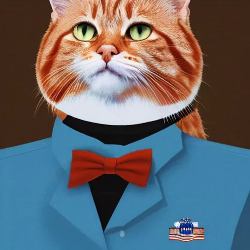 Image similar to Official Portrait of United States President Red tabby cat