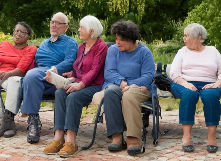 Image similar to people connected to a large single person via catheters,