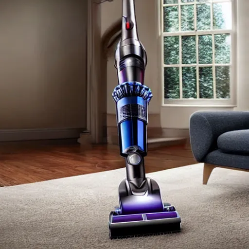 Image similar to Harry Potter riding a Dyson vacuum, 4k, detailed, ultra realistic, 4k