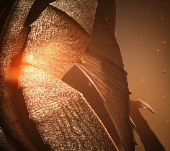 Image similar to Light shining through the skin of a dragon's wing, Subsurface Scattering, Unreal Engine, Renderer, Rendering, Octane, Redshift