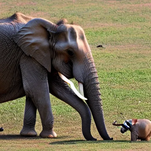 Image similar to elephant having tea with mice