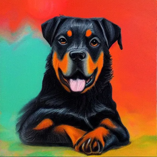 Prompt: emo Rottweiler oil painting