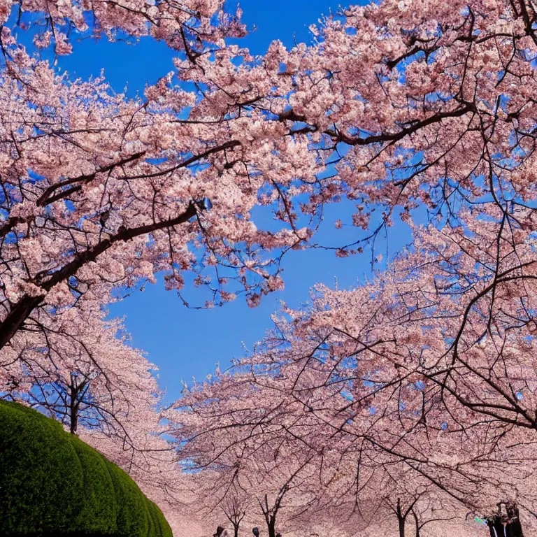 Prompt: photo of japanese sakura garden in the center of moscow, sony a 7 r