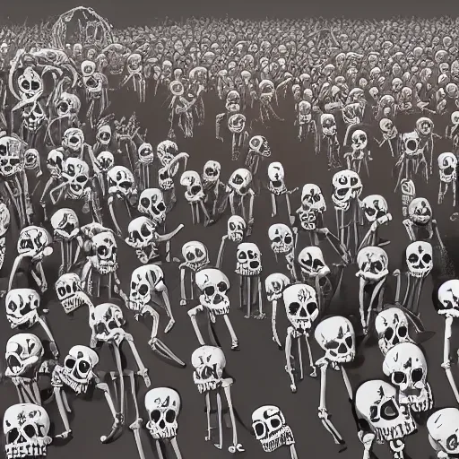 Image similar to a crowd of skeletons fight to have the last model of Iphone in London, 2d, ultra highly detailed, digital painting, smooth, sharp focus, artstation, pixiv, art by Ilya Kuvshinov