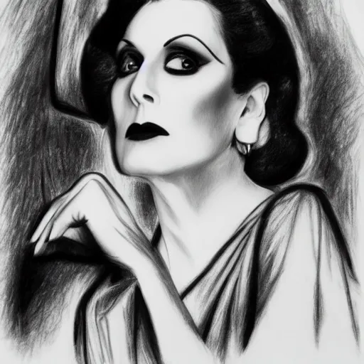 Prompt: Norma Desmond, pencil drawing.