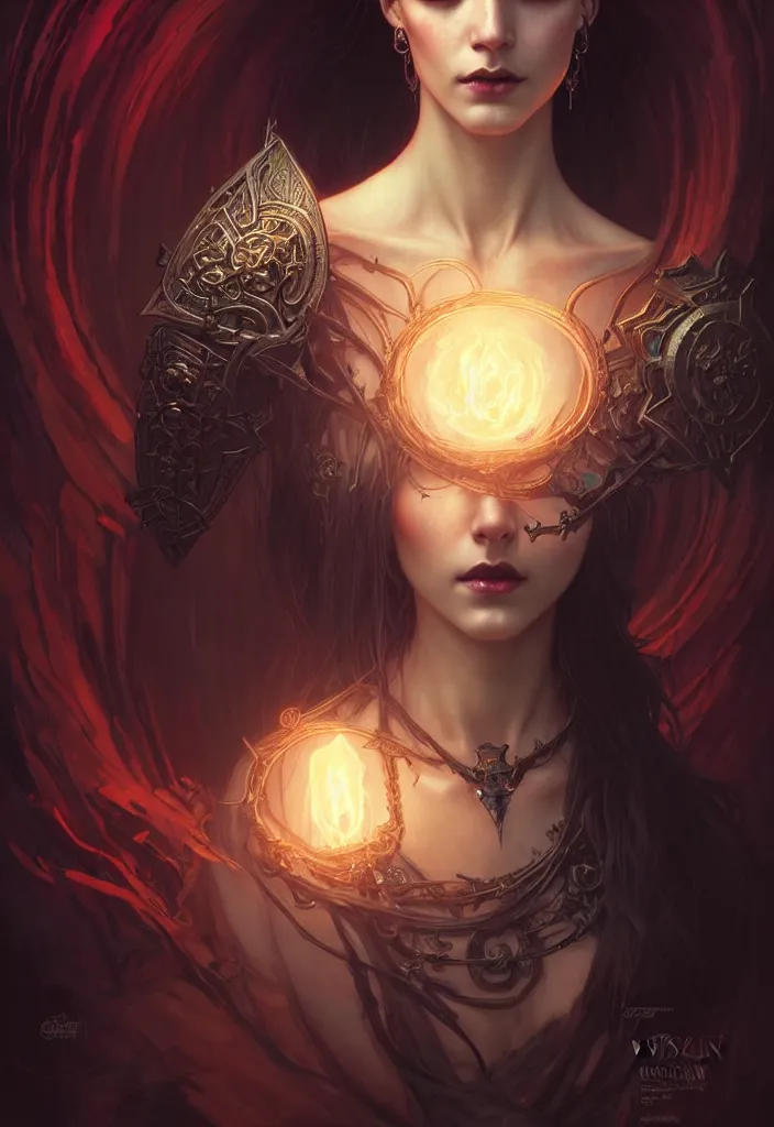 Image similar to Necromancer Sorceress, fantasy magic, undercut hairstyle, dark light night, intricate, elegant, sharp focus, illustration, highly detailed, digital painting, concept art, matte, art by WLOP and Artgerm and Greg Rutkowski and Alphonse Mucha, masterpiece