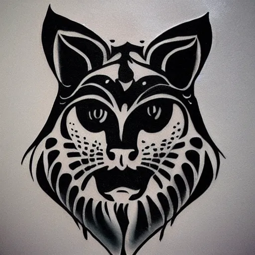 Image similar to tattoo design, stencil, cougar