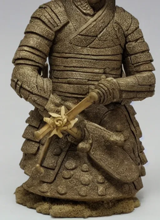 Prompt: sponge sculpture of a samurai