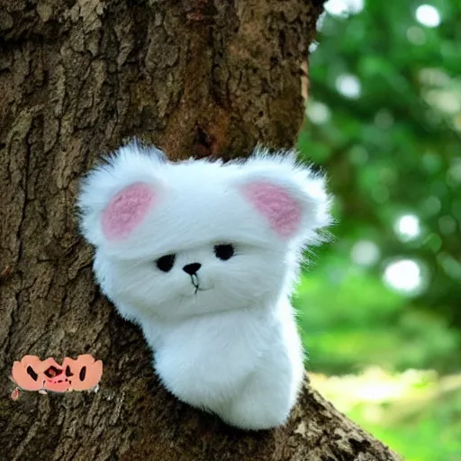 Prompt: kawai, cute and fluffy creature in magical forest