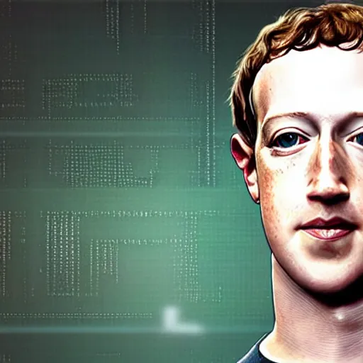 Prompt: Mark Zuckerberg half human half android, portrait, sci-fi, cyborg