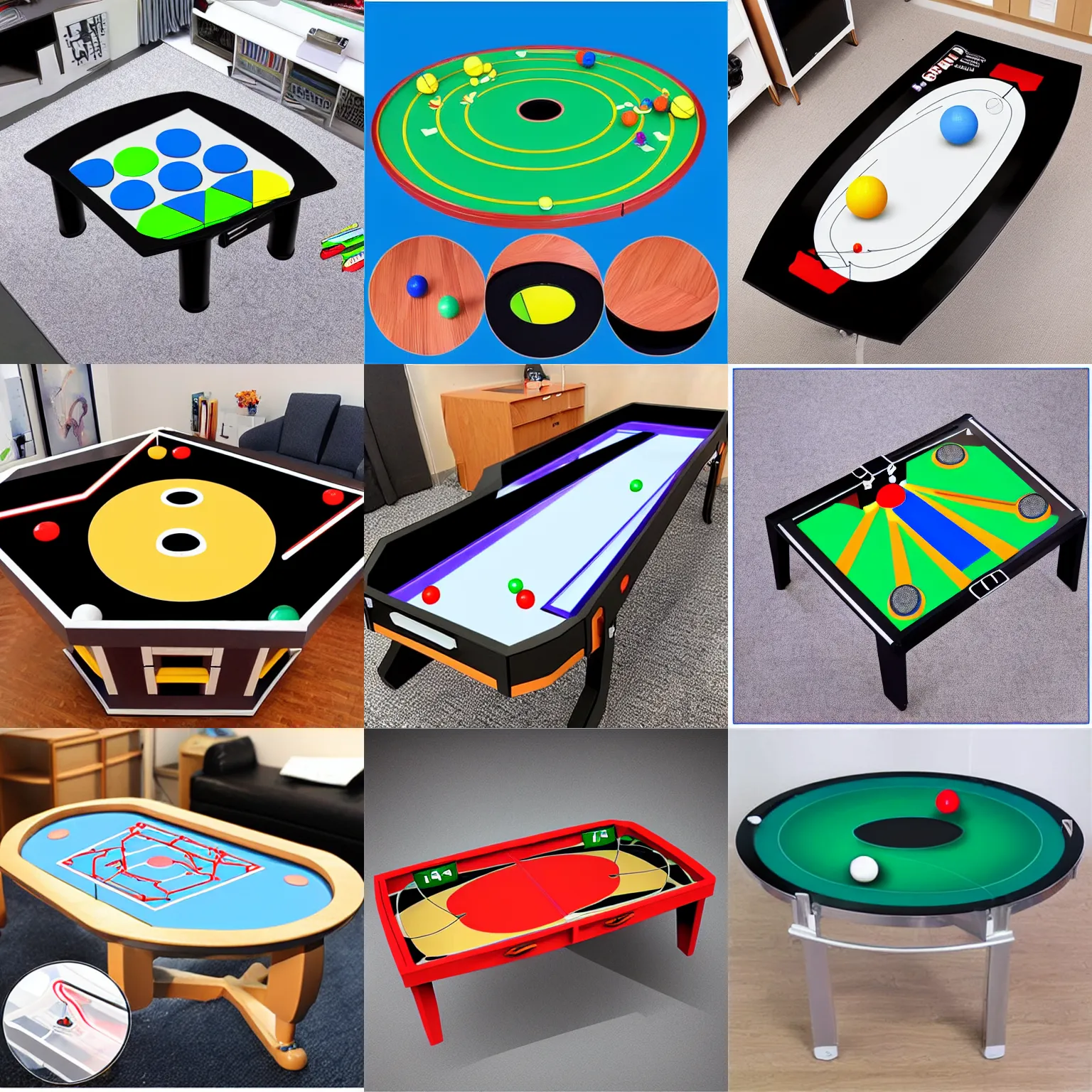 Prompt: geometry 3d hole table air hockey ball field