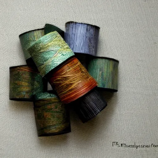 Image similar to artisan, handmade trinket, made from simple rolled paper