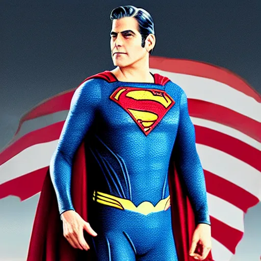 George Clooney starring as Superman, cinematic portrait | Stable Diffusion