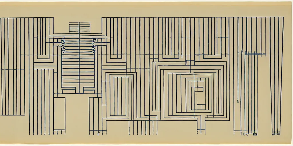 Prompt: blueprint for a woman's skeleton, josef albers