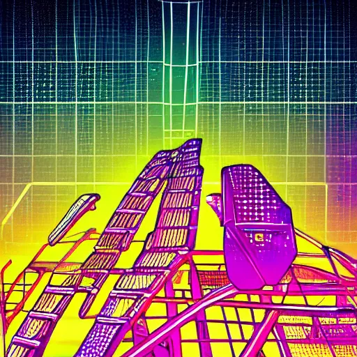 Prompt: synthwave wireframe intergalactic planetary future space vehicles that look super stylish. neofuturism. grid. lines.