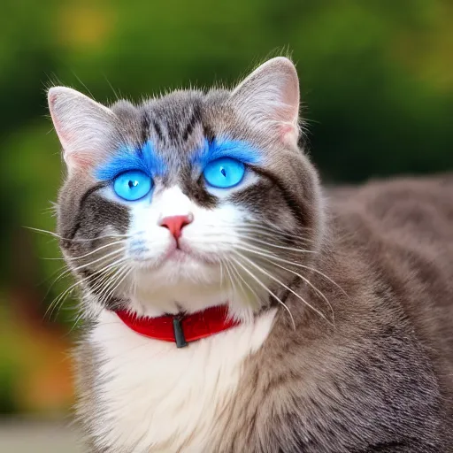 Image similar to cat with white blue and red coloured fur