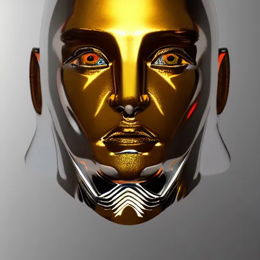 Image similar to chrome jesus, glossy, metallic, neon, symmetrical, tribal patterns, realistic, unreal engine, octane, redshift, artstation, behance