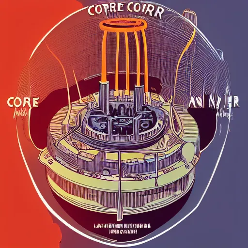 Image similar to illustration of the core of a nuclear reactor, by laurie greasley and james stokoe