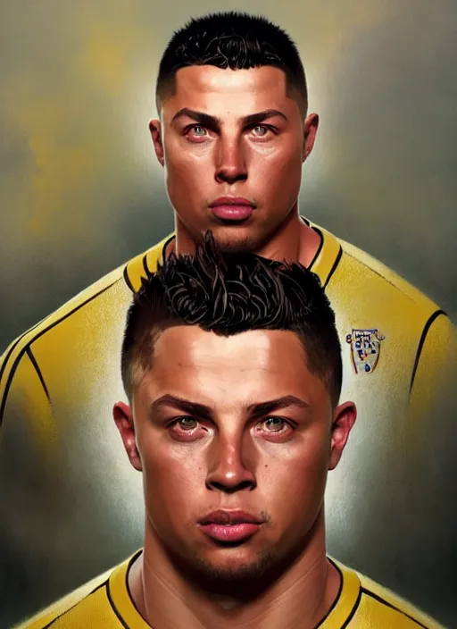 Image similar to highly detailed hyperrealistic portrait of ronaldo nazario, stephen bliss, unreal engine, fantasy art by greg rutkowski, loish, rhads, ferdinand knab and lois van baarle, ilya kuvshinov, rossdraws, tom bagshaw, alphonse mucha, global illumination, detailed and intricate environment