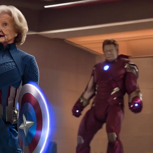 Image similar to Avengers Endgame (2019) played by Betty White as the HULK, action sequence, action shot, fluid, kinetic, frenetic, grandmotherly, 8K, 4K, action shot, movie still, cinematic