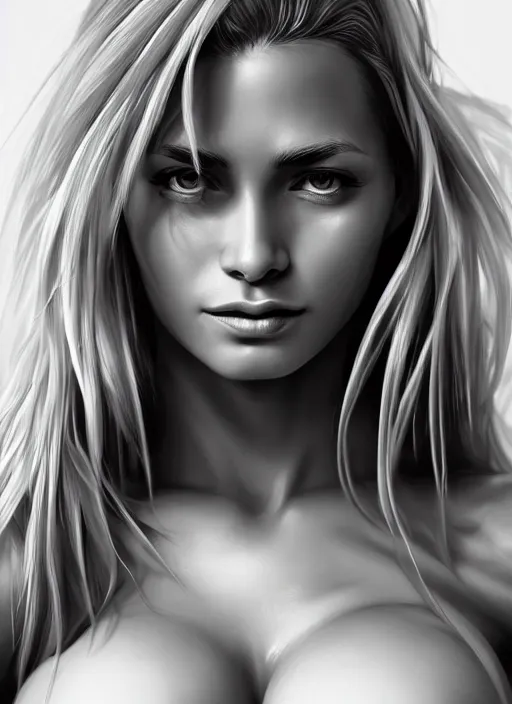 Prompt: up close portrait of a beautiful woman in black and white, photorealistic, upper body, hyper detailed, art by diego fazio and diegoKoi and oscar Ukono, concept art, sharp focus, artgerm, 8k highly detailed