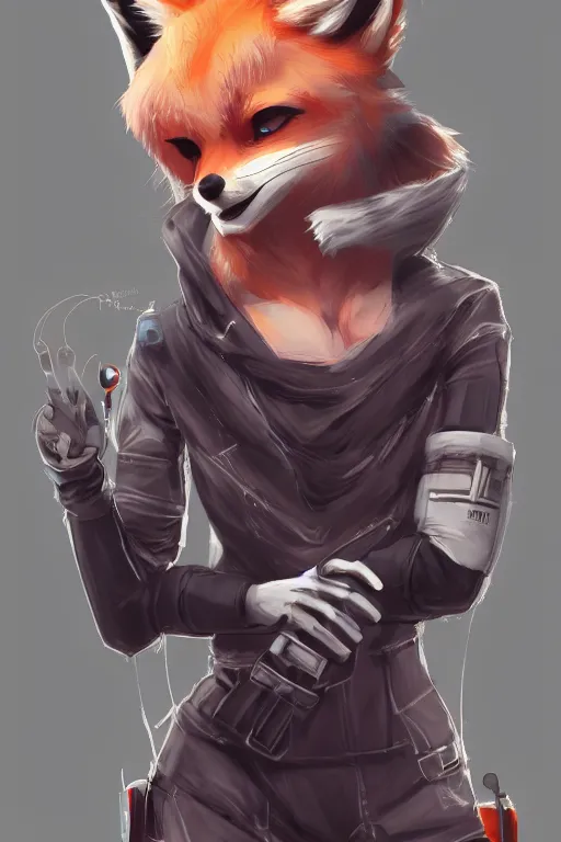 Image similar to a fox fursona, trending on artstation, by kawacy, furry art, digital art, cyberpunk, high quality