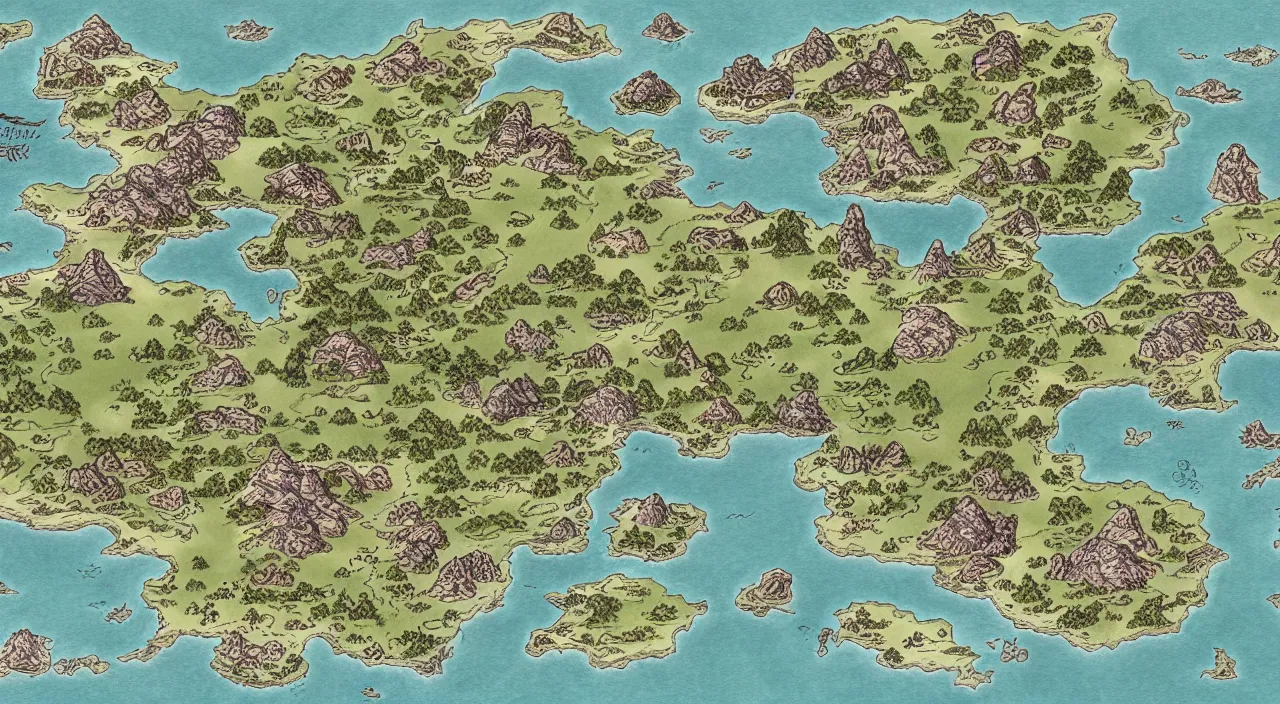 Prompt: detailed map of a fantasy world