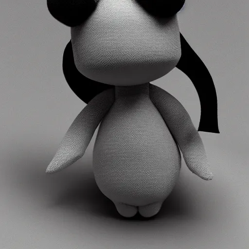 Prompt: cute fumo plush of a dream character that wouldn't look out of place in a surrealist painting, vray, black and white
