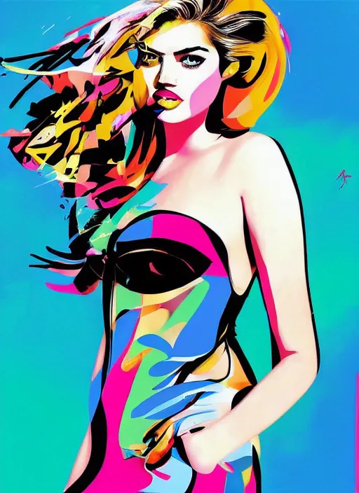 Prompt: abstract pop art of kate upton, vivid colors, high definition