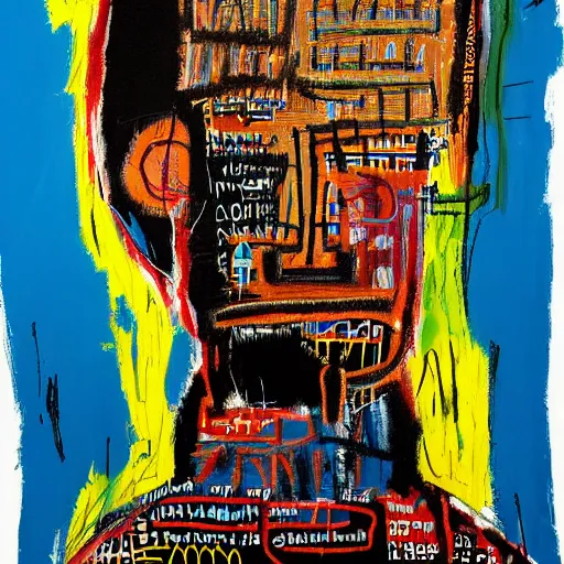 Image similar to A extremely highly detailed majestic hi-res beautiful immaculate head and shoulders painting of a strong black african man by Jean-Michel Basquiat, 8k, high textures, hyper sharp, insanely detailed and intricate, super detailed, 4k HDR high quality