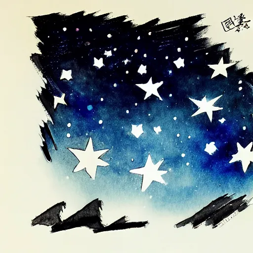 Image similar to stars, ink, by xu wei