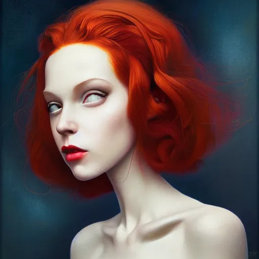 Image similar to Lofi portrait of redhead, Pixar style by Stanley Artgerm and Tom Bagshaw and Tristan Eaton and Tim Burton