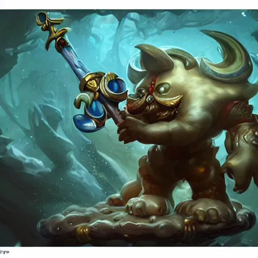 Prompt: highly detailed photograph of fizz from league of legends, with his staff, realistic, extremely detailed, aesthetic, masterpiece, by roberto ferri, high quality