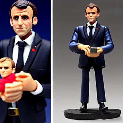 Prompt: emmanuel macron action figure