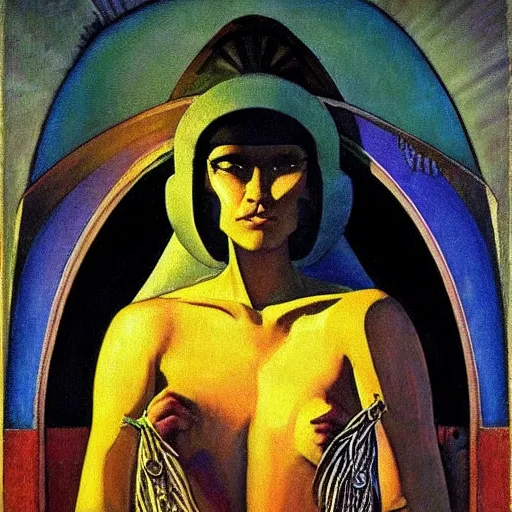 Prompt: the shaman of the subway, an art deco painting by leo and diane dillon and annie swynnerton and diego rivera and nicholas roerich, dramatic lighting, god rays, smooth, sharp focus, highly detailed