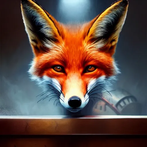 Prompt: a fox mixing chemicals in a kitchen, portrait, fantasy, beautiful face, vivid colors, elegant, concept art, sharp focus, digital art, Hyper-realistic, 4K, Unreal Engine, Highly Detailed, HD, Dramatic Lighting by Brom, trending on Artstation