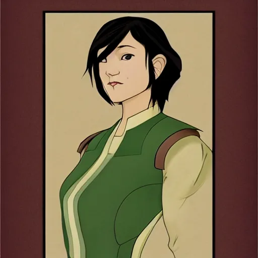 Image similar to art nouveau portrait of toph beifong