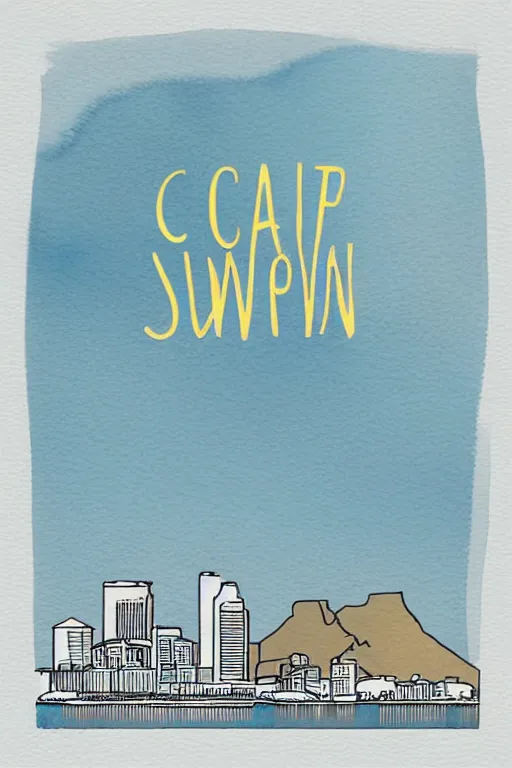 Image similar to minimalist watercolor art of cape town, illustration, vector art