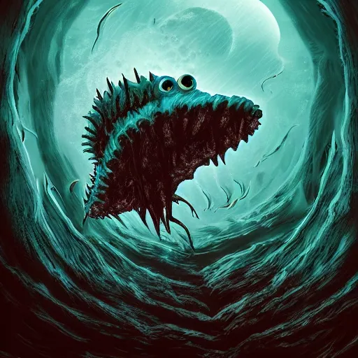 Image similar to Monsters of the deep sea, nightmare 4k digital art