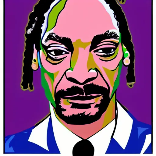 Prompt: snoop dogg from scaterred news paper, pop art