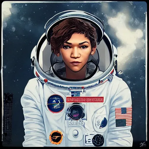 Prompt: portrait of Zendaya as an astronaut character in the style of Death Stranding by Yoji Shinkawa and Ashley Wood