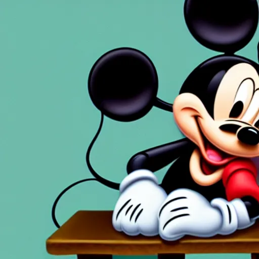 Image similar to mickey mouse on the phone, photo