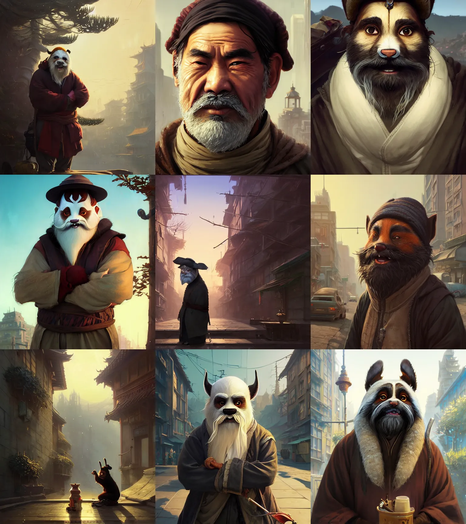 Prompt: Highly detailed portrait of homeless Master shifu, in GTA V, Stephen Bliss, unreal engine, fantasy art by Greg Rutkowski, Loish, Rhads, ferdinand knab, Makoto Shinkai and Lois van baarle, ilya kuvshinov, rossdraws, Tom Bagshaw, global illumination, radiant light, detailed and intricate environment