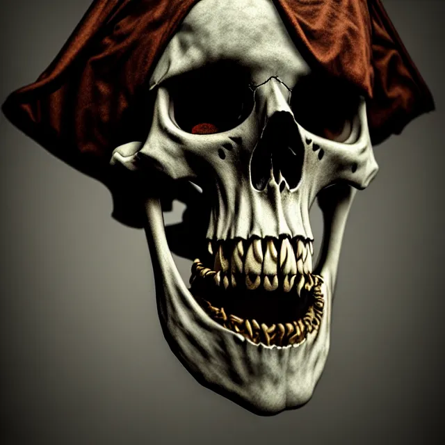 Prompt: photo of a skeletal pirate ghost head and torso with a tricorne hat and sword, photorealistic, dark, atmospheric lighting, painted, intricate, ultra detailed, well composed, best on artstation, cgsociety, epic, stunning, gorgeous, intricate detail, wow, masterpiece